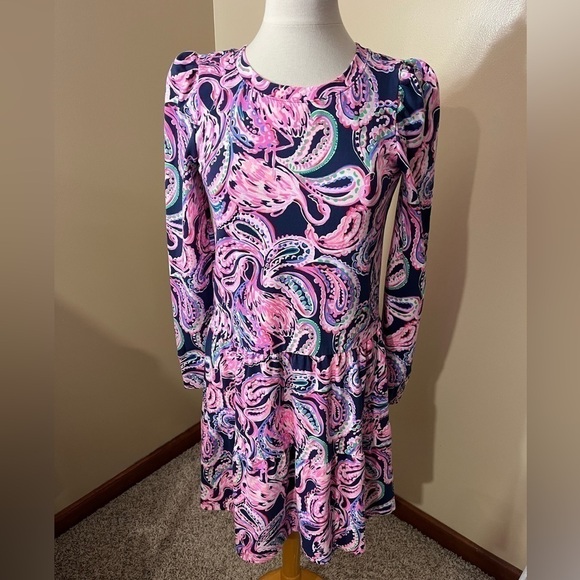Lilly Pulitzer UPF50+ Arlene High Tide Navy Flock to The Top Dress Sz S EUC - Picture 6 of 11